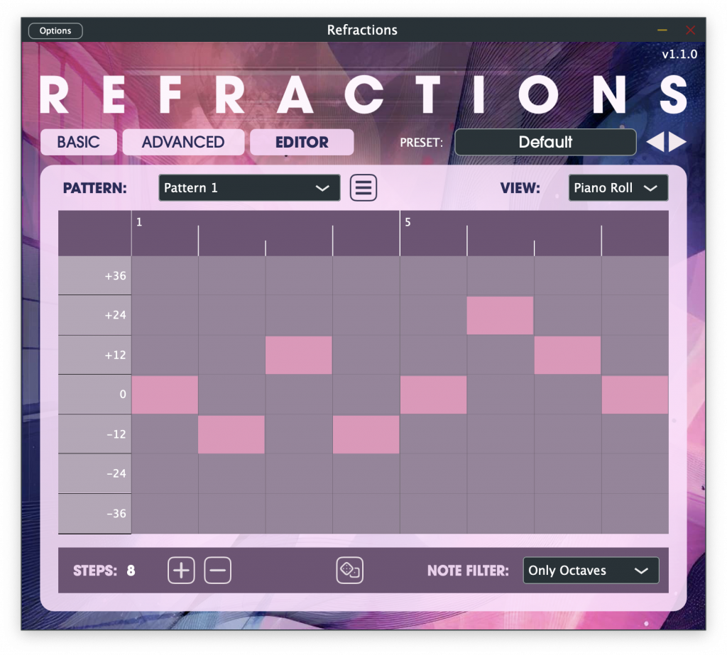 The EDITOR tab within the Refractions plug-in